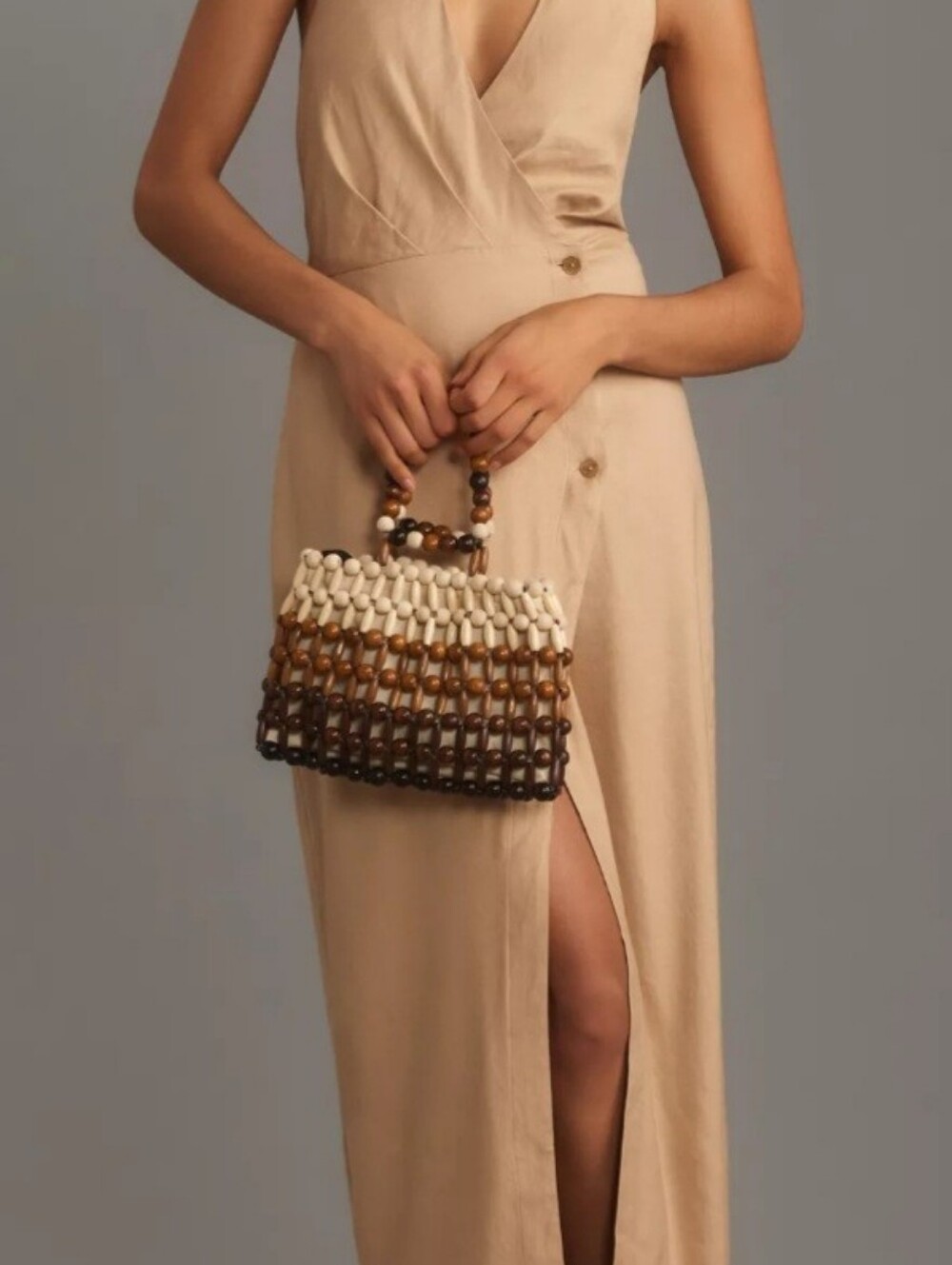 Anthropologie Neutral Beige One-Shoulder Jumpsuit